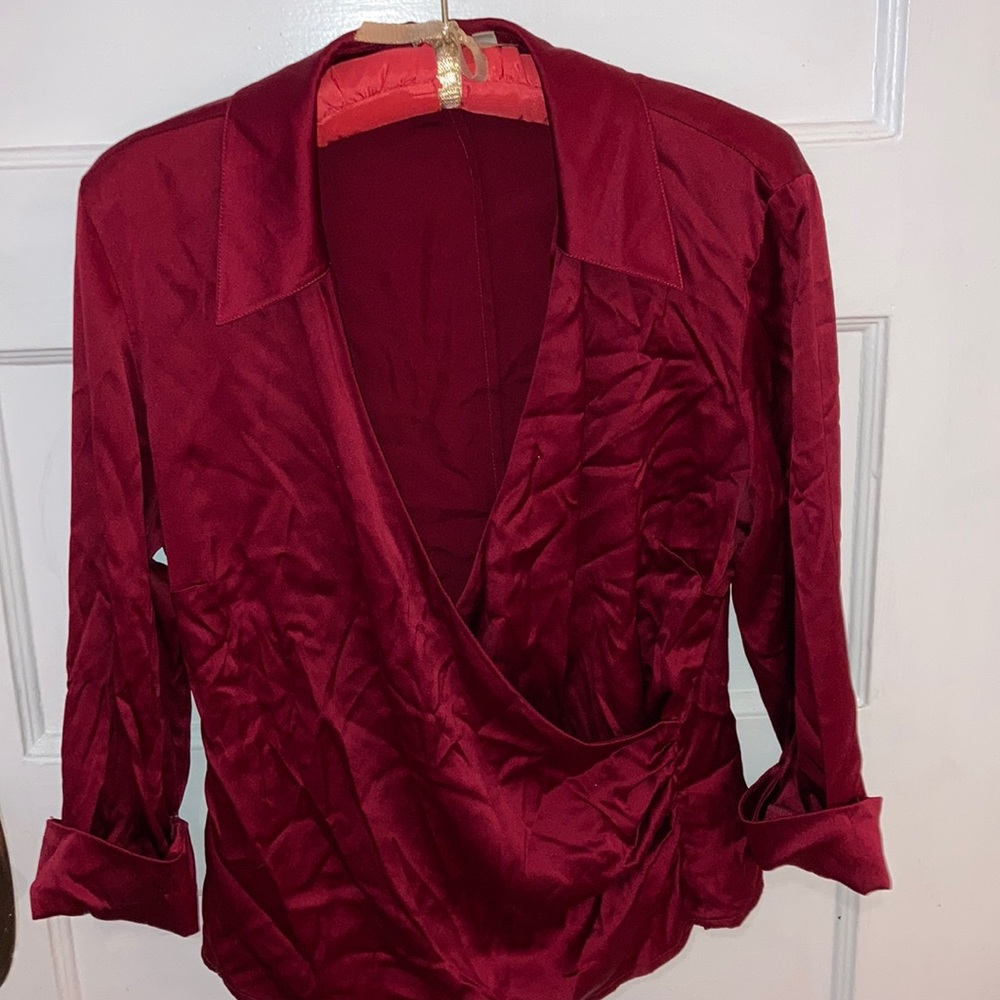 Satin wrap blouse